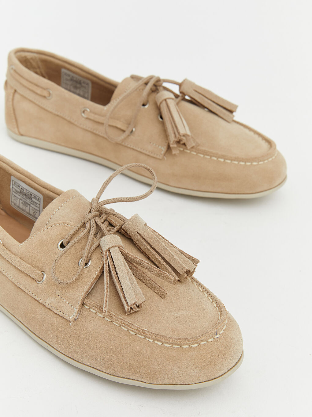 Bej Süet Kadın Loafer Ayakkabı-2