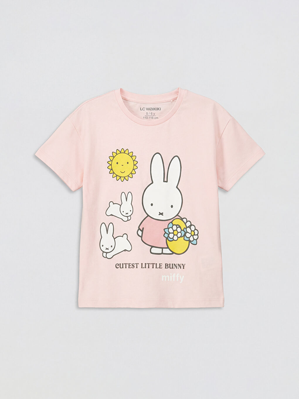 Crew Neck Miffy Printed Girls' T-Shirt