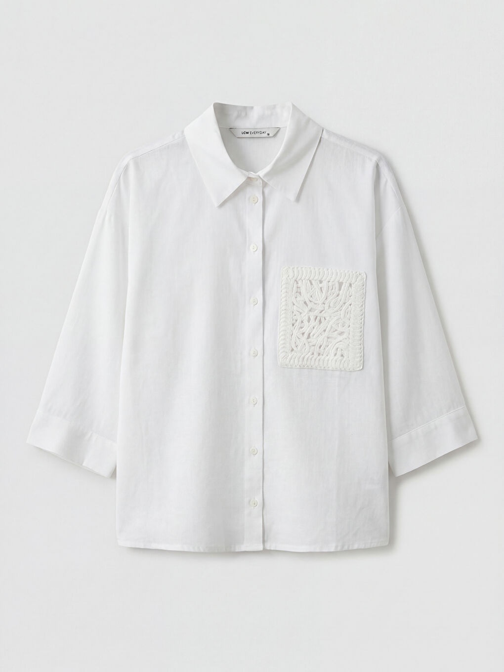 Ekru Nakış Detaylı Müslin Kadın Gömlek-4