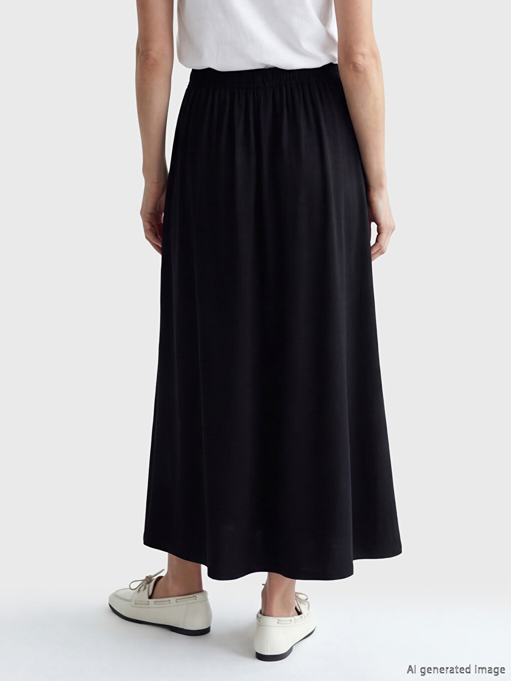 Siyah Beli Lastikli Kloş Etek	-2