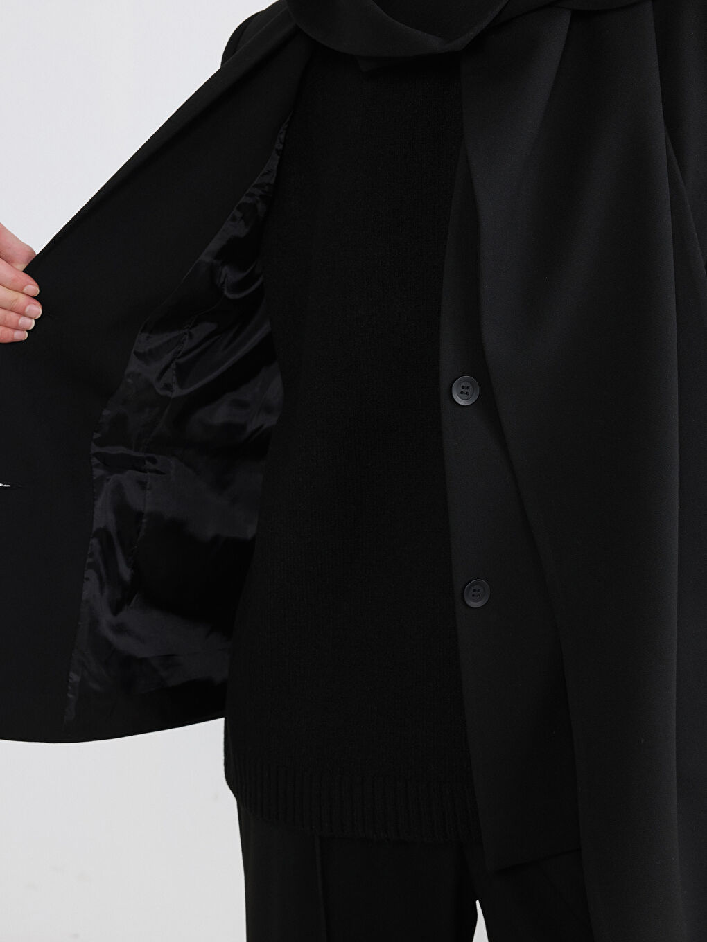 Siyah Şal Yaka Kadın Ceket-2