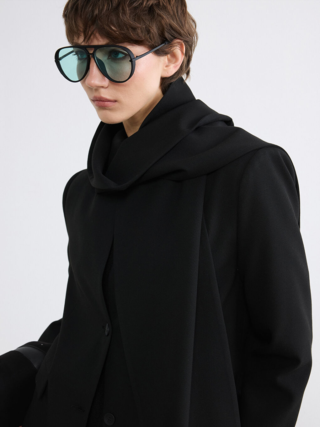 Siyah Şal Yaka Kadın Ceket-3