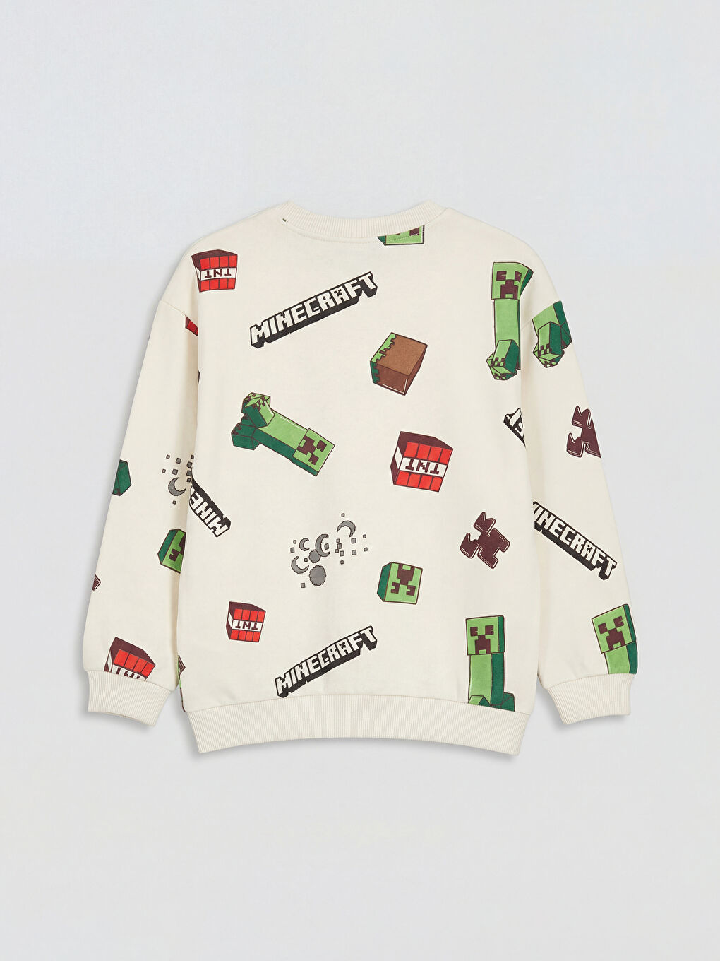 Ekru Minecraft Baskılı Erkek Çocuk Sweatshirt-1