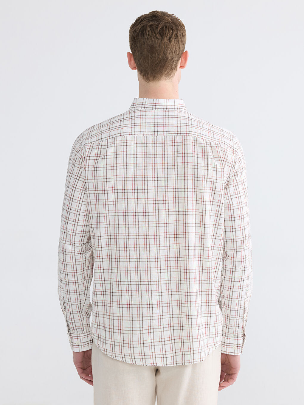 Kahverengi Regular Fit Ekose Erkek Gömlek-3