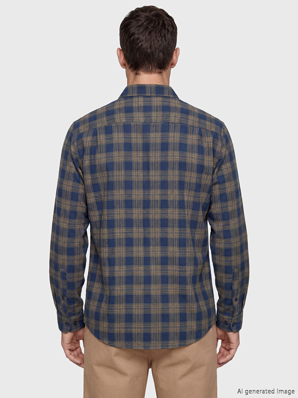 Lacivert Regular Fit Ekose Erkek Gömlek-3