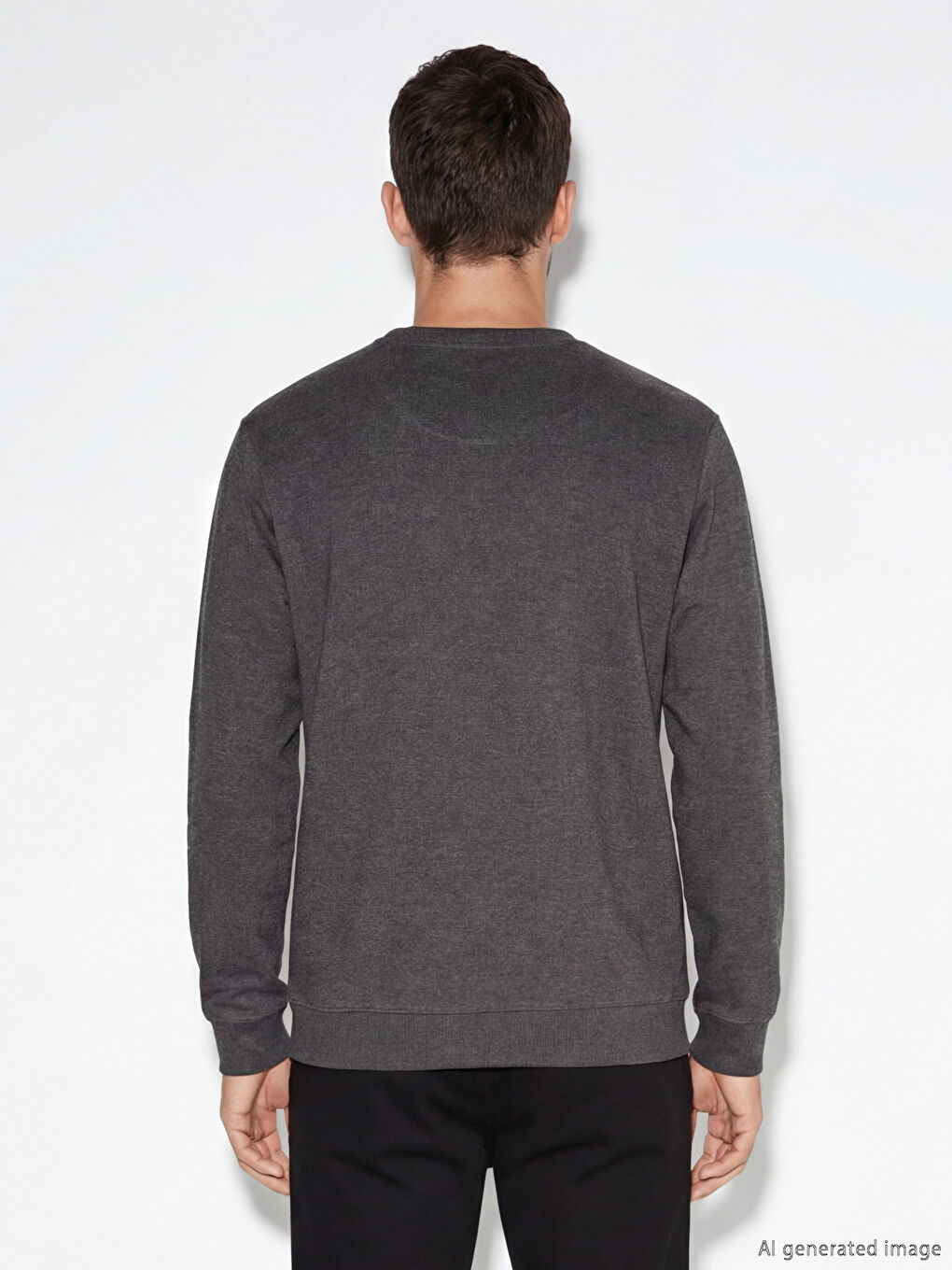 Kahverengi Bisiklet Yaka Erkek Sweatshirt-3