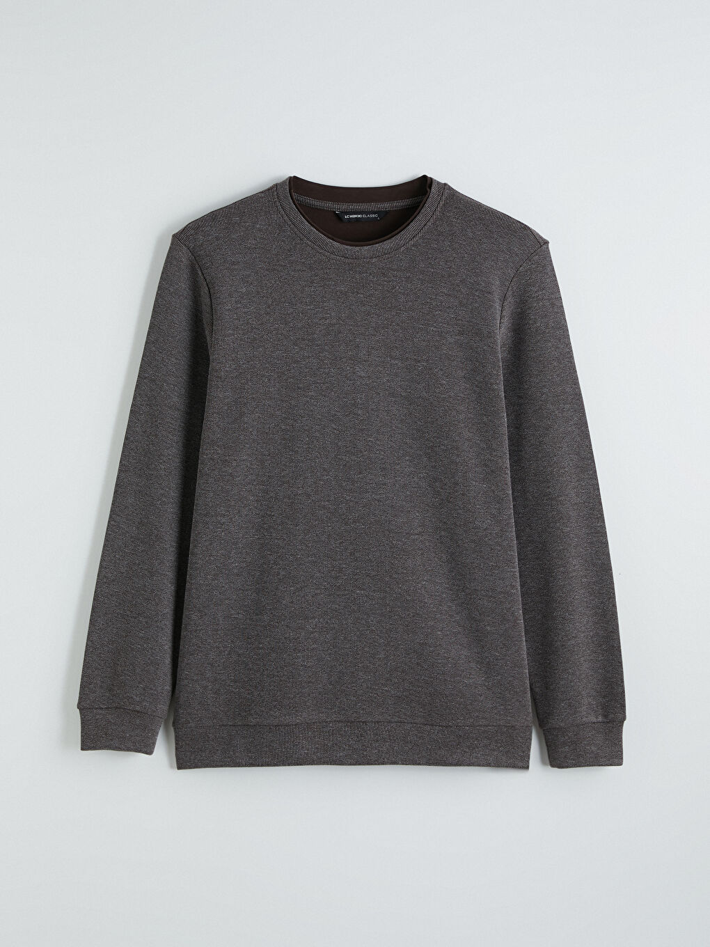 Kahverengi Bisiklet Yaka Erkek Sweatshirt