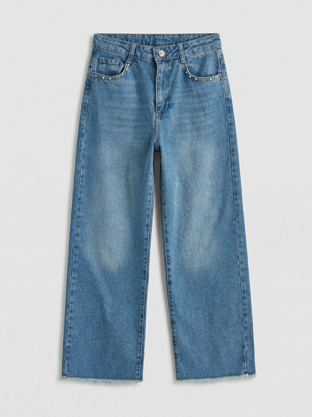 İndigo Wideleg Kız Çocuk Jean Pantolon