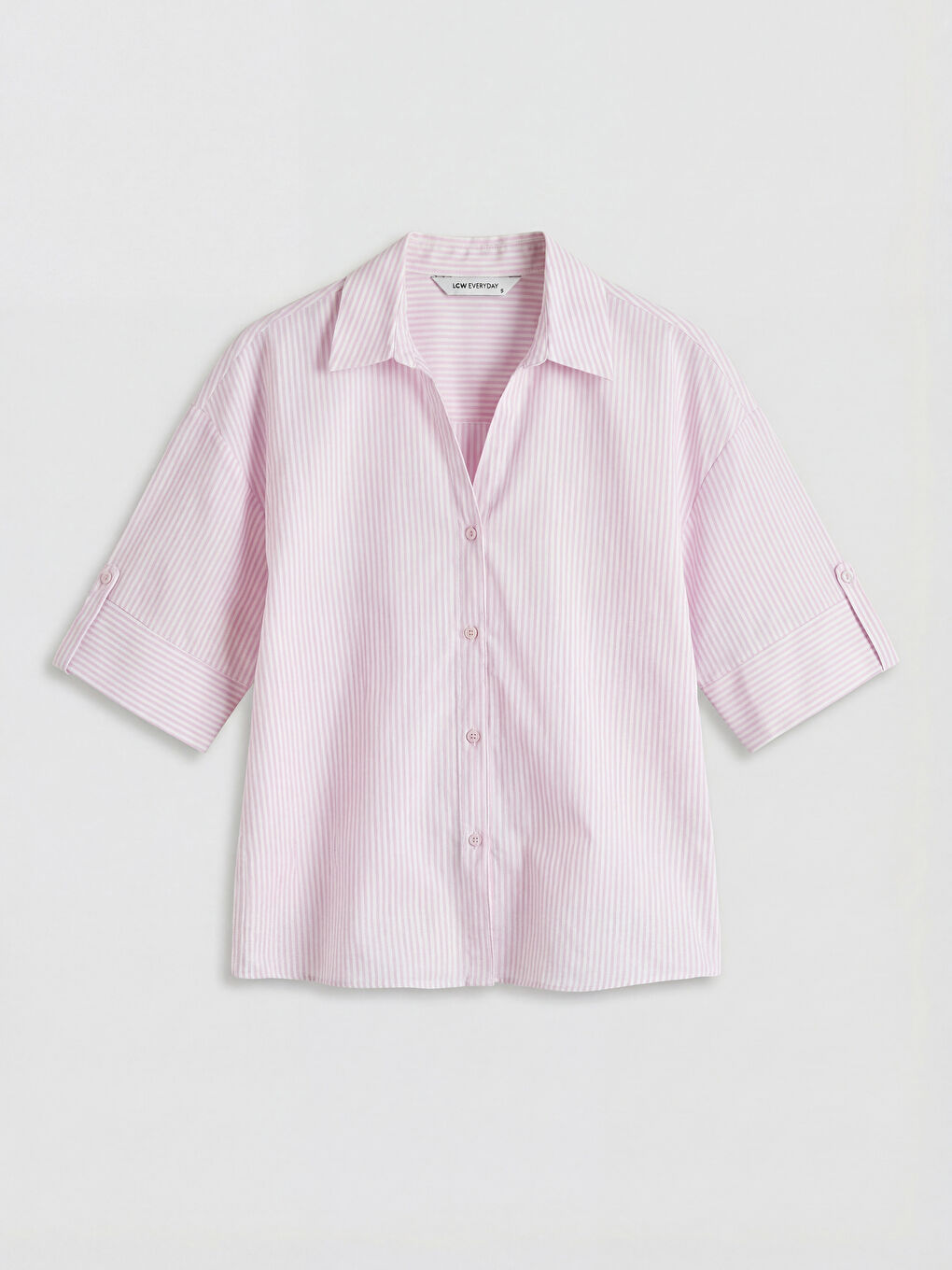 Pembe Çizgili Poplin Kadın Gömlek