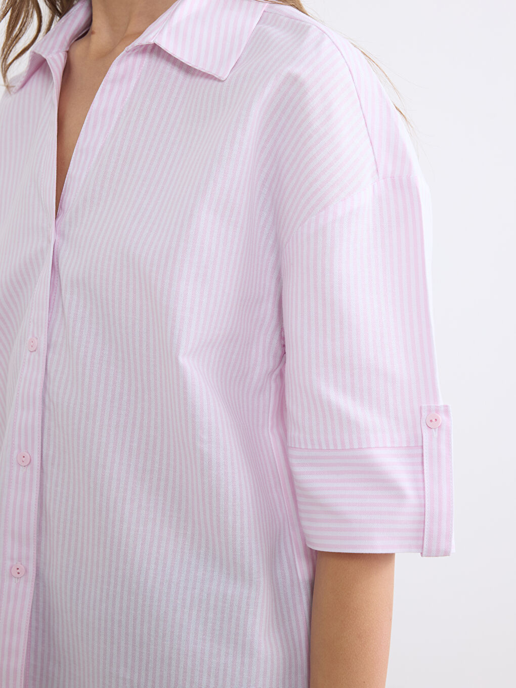 Striped Poplin Women's Shirt-2
