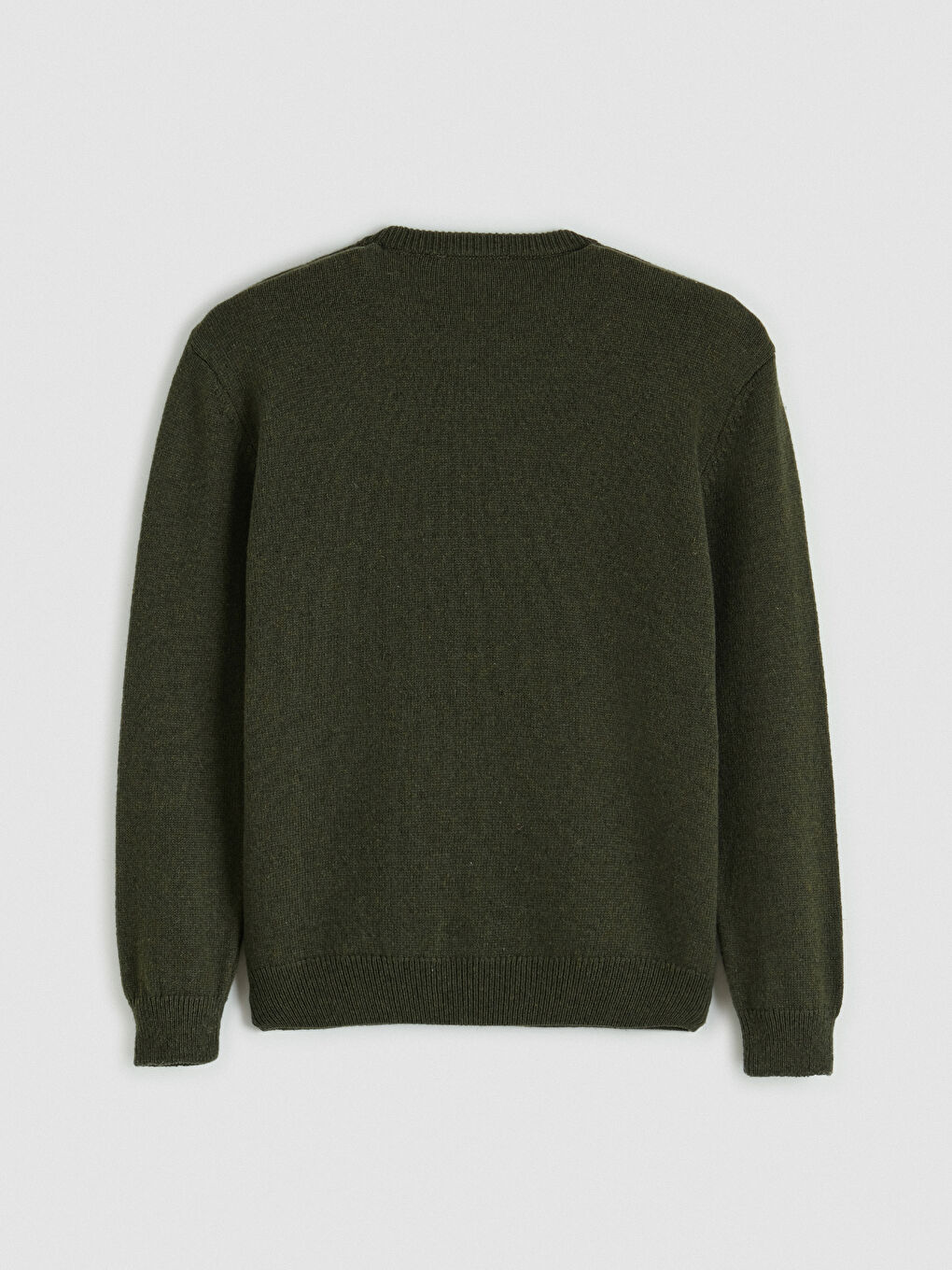 Haki Bisiklet Yaka Baklava Desenli Erkek Triko Kazak-1