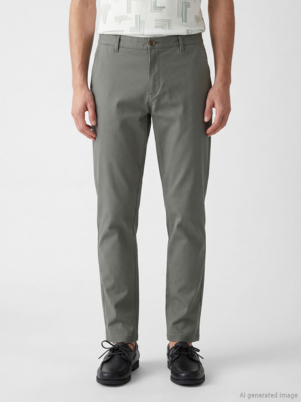 Yeşil Slim Fit Gabardin Erkek Pantolon-1