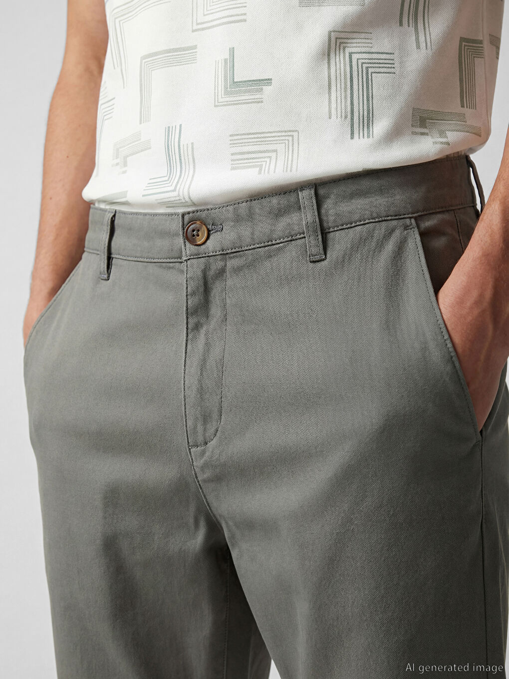 Yeşil Slim Fit Gabardin Erkek Pantolon-2