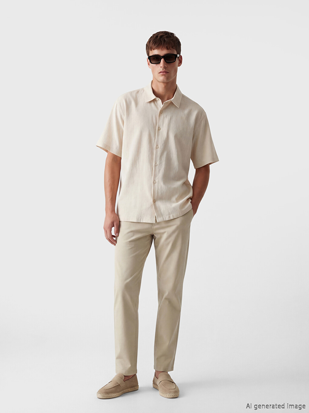 Bej Slim Fit Erkek Gabardin Pantolon