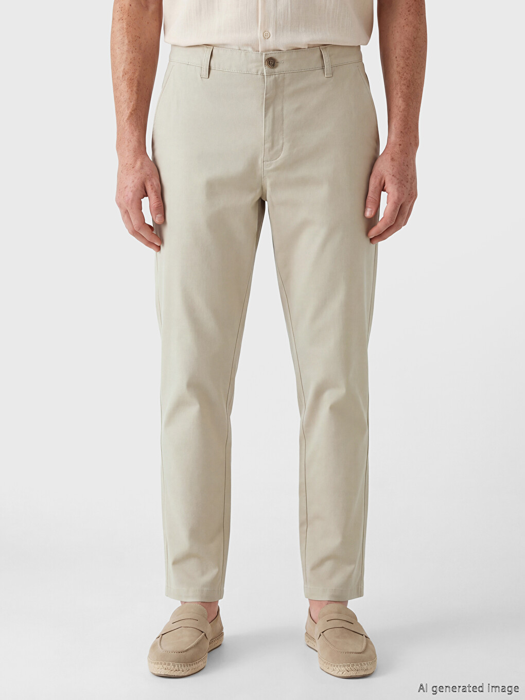 Bej Slim Fit Erkek Gabardin Pantolon-1