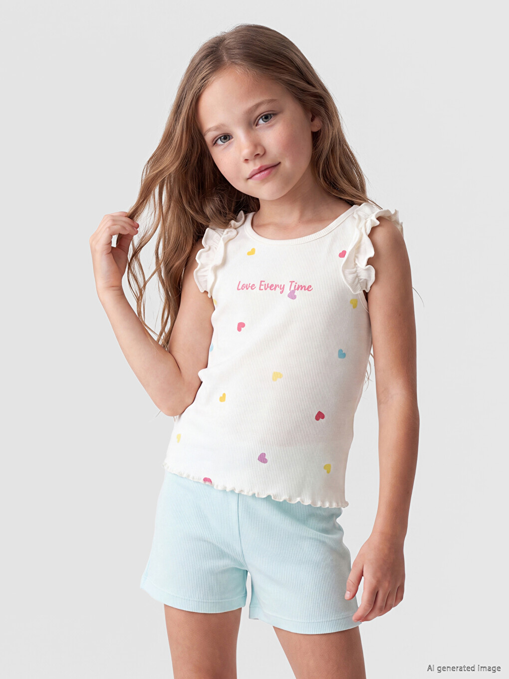 Ensemble Fille À Motif Cœur Imprimé-1