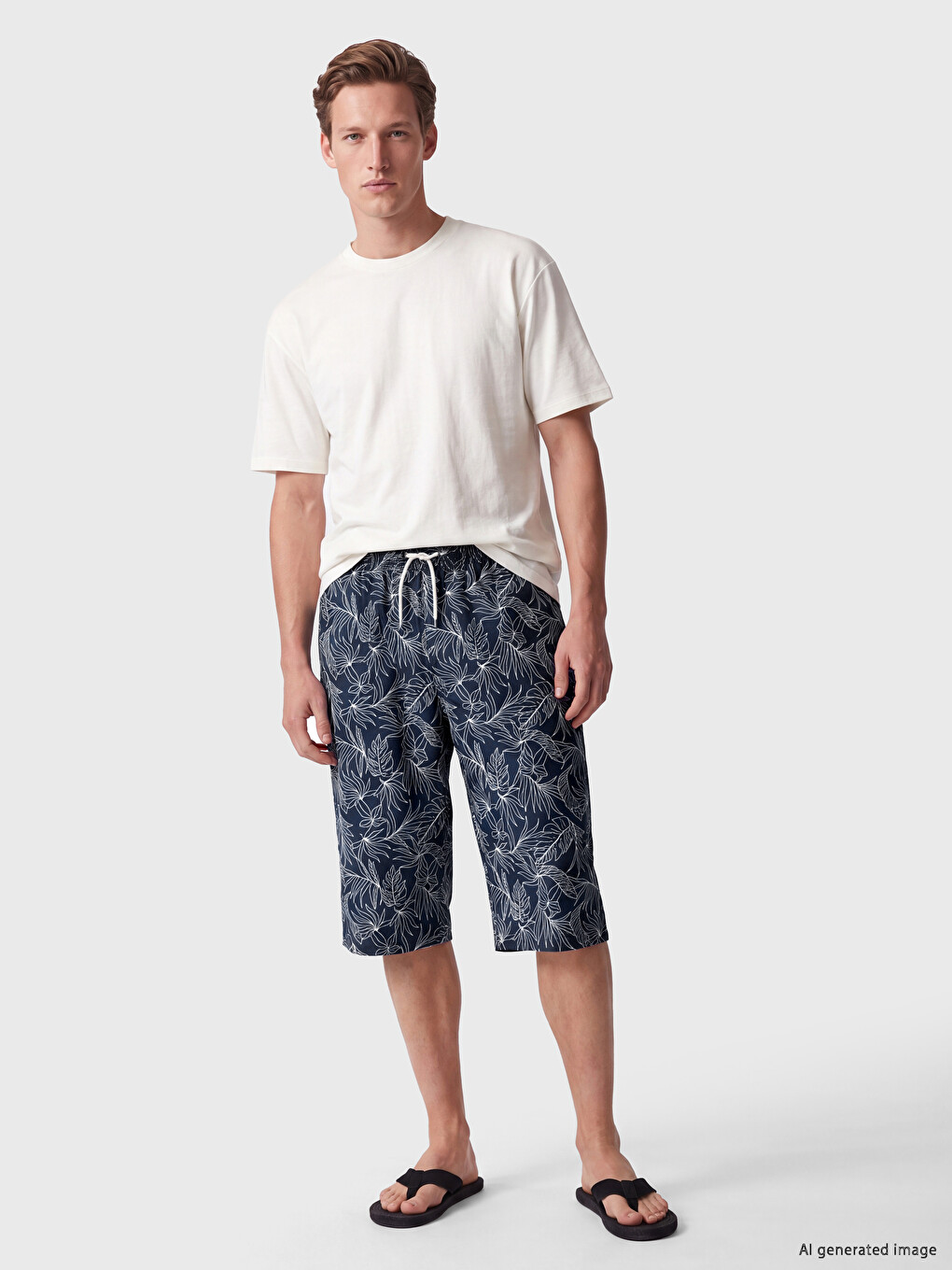 Knee Length Patterned Men's Swimming Shorts-1