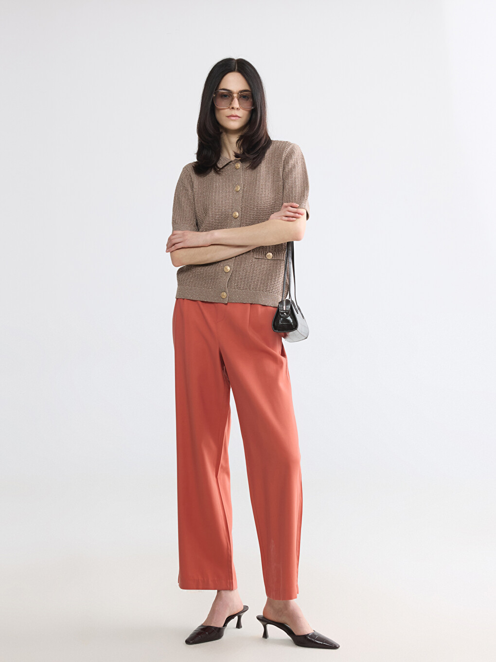 Elastic Waist Wide Leg Women's Trousers