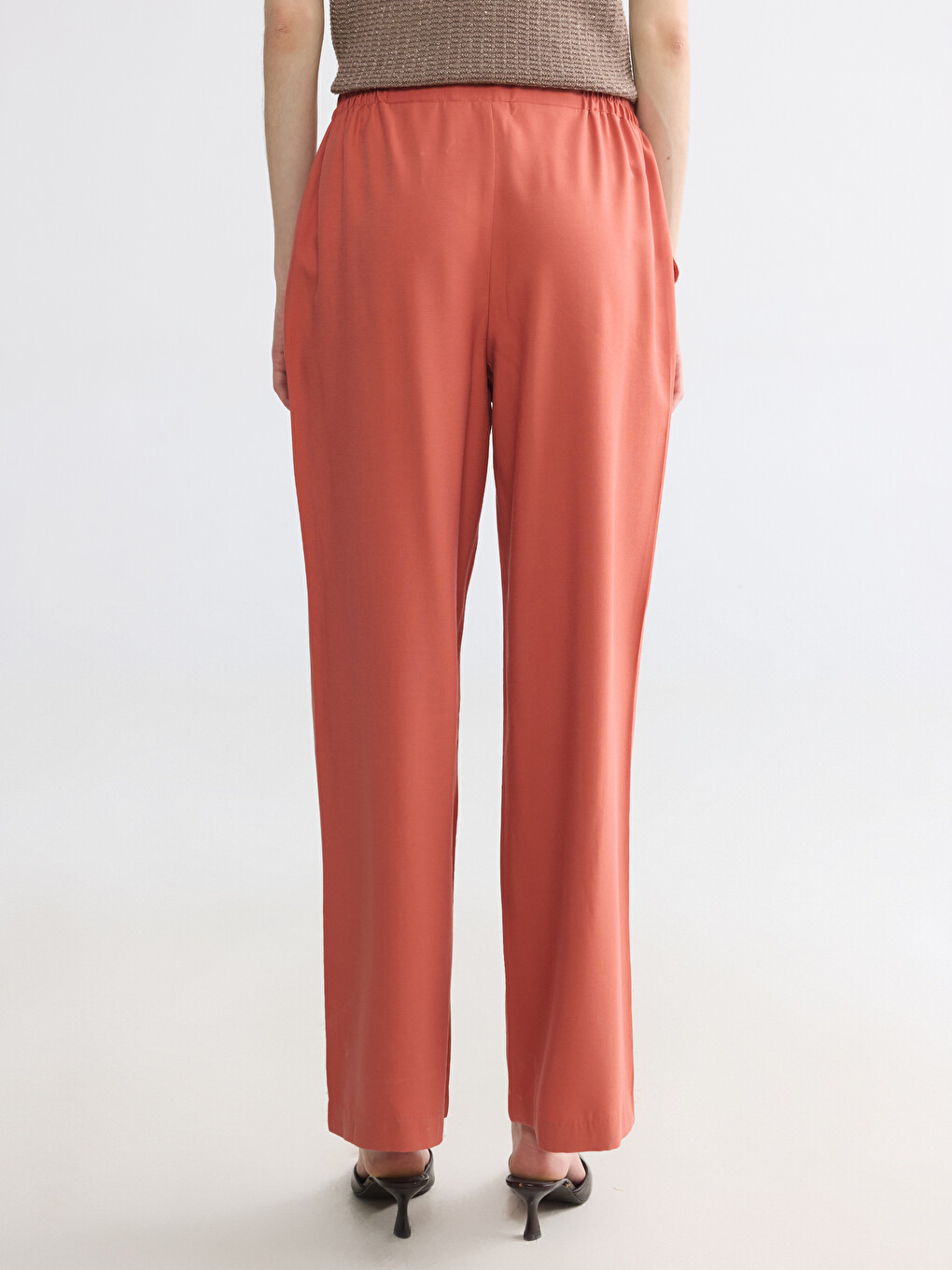 Elastic Waist Wide Leg Women's Trousers-3