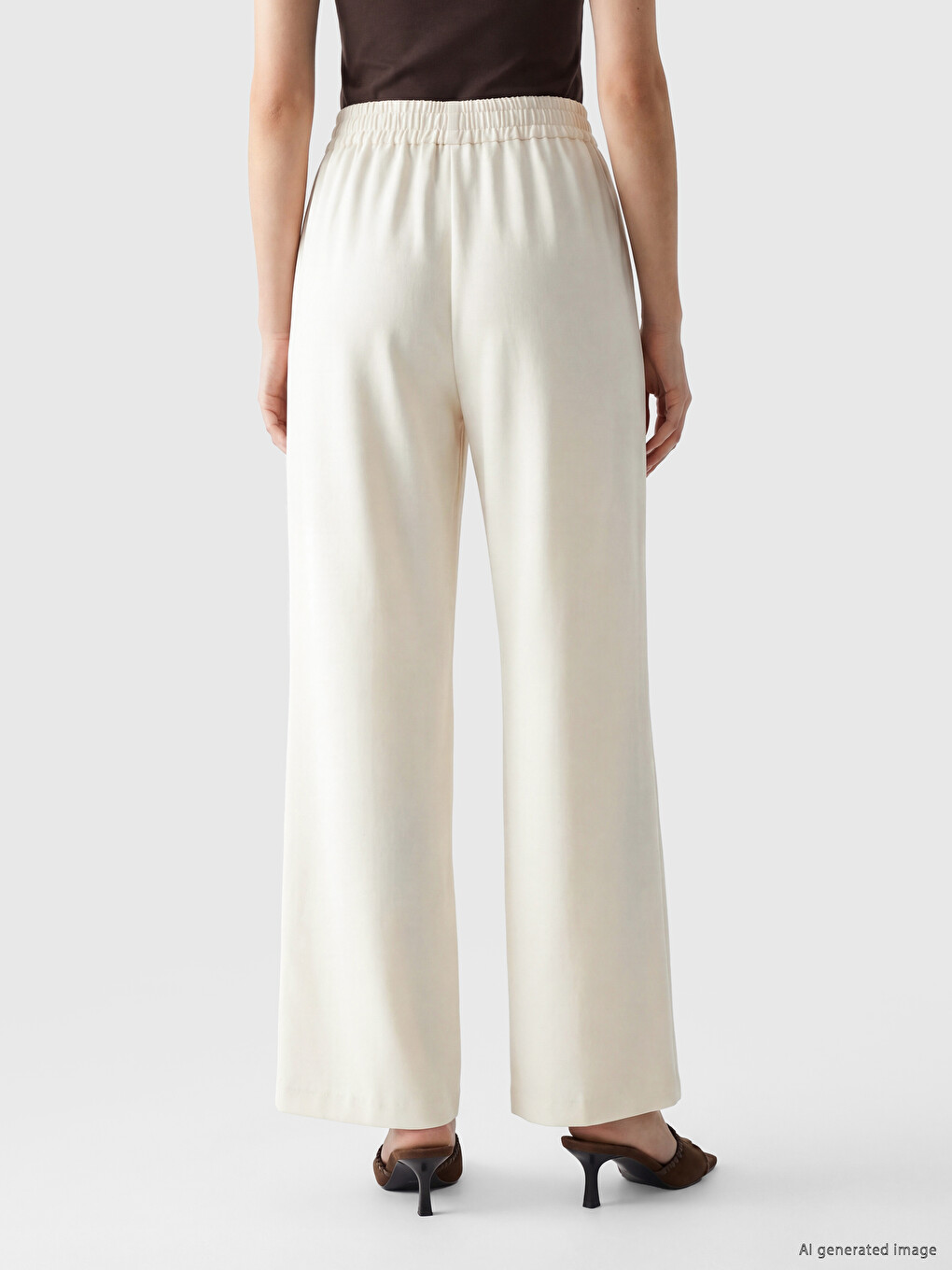 Elastic Waist Wide Leg Women's Trousers-3