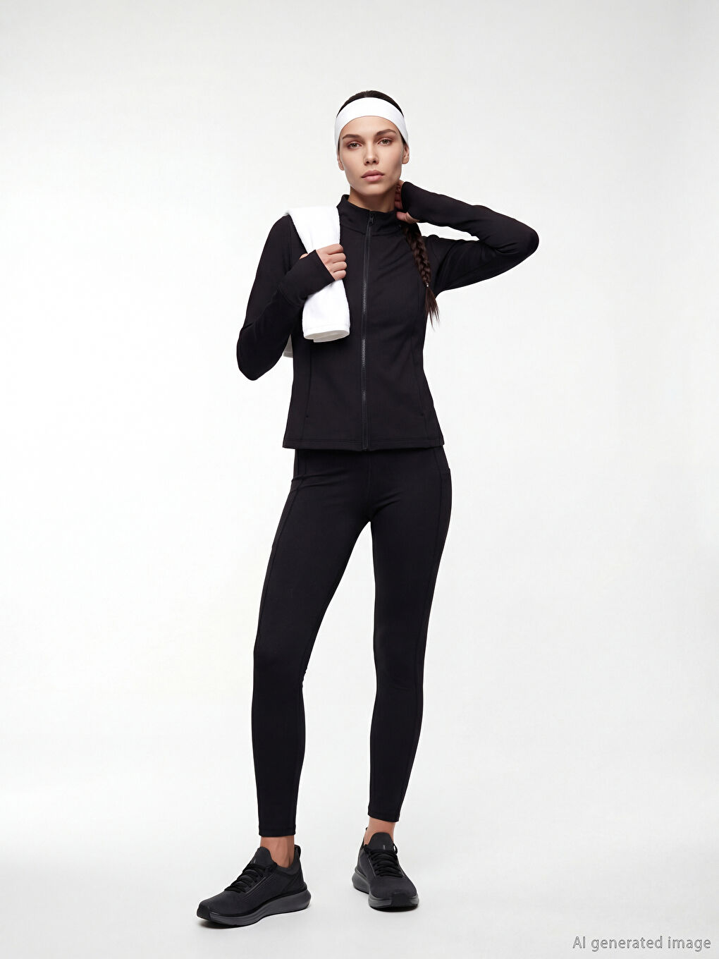 Siyah Yüksek Bel Cepli Kadın Spor Tayt