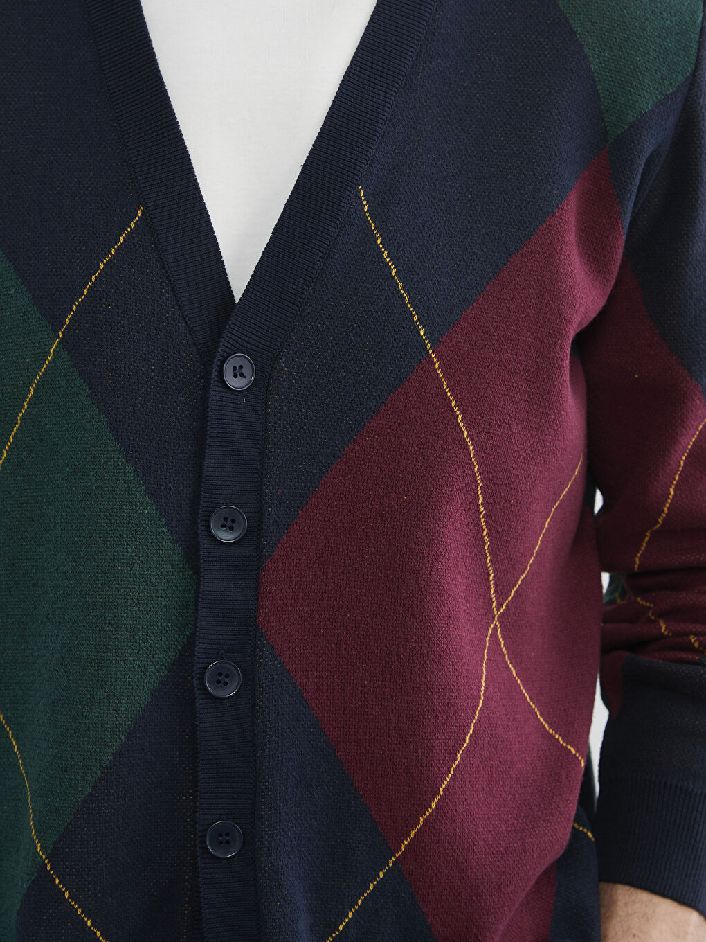 Lacivert Standart Kalıp V Yaka Erkek Triko Hırka-2