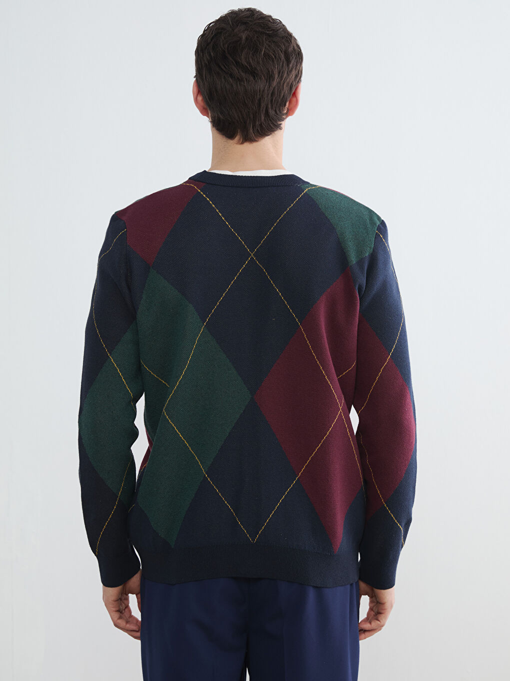 Lacivert Standart Kalıp V Yaka Erkek Triko Hırka-3