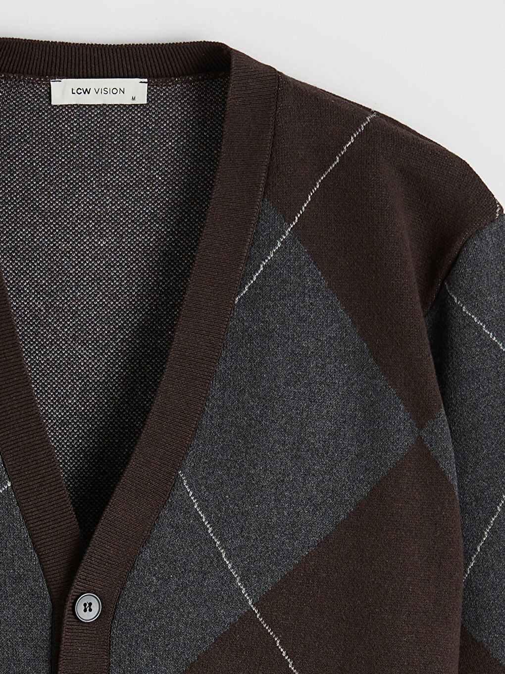 Antrasit Standart Kalıp Baklava Desenli Erkek Triko Hırka-1