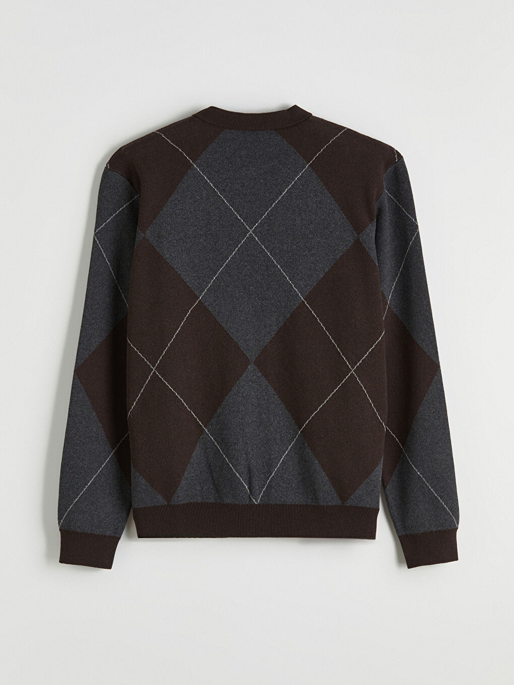 Antrasit Standart Kalıp Baklava Desenli Erkek Triko Hırka-2