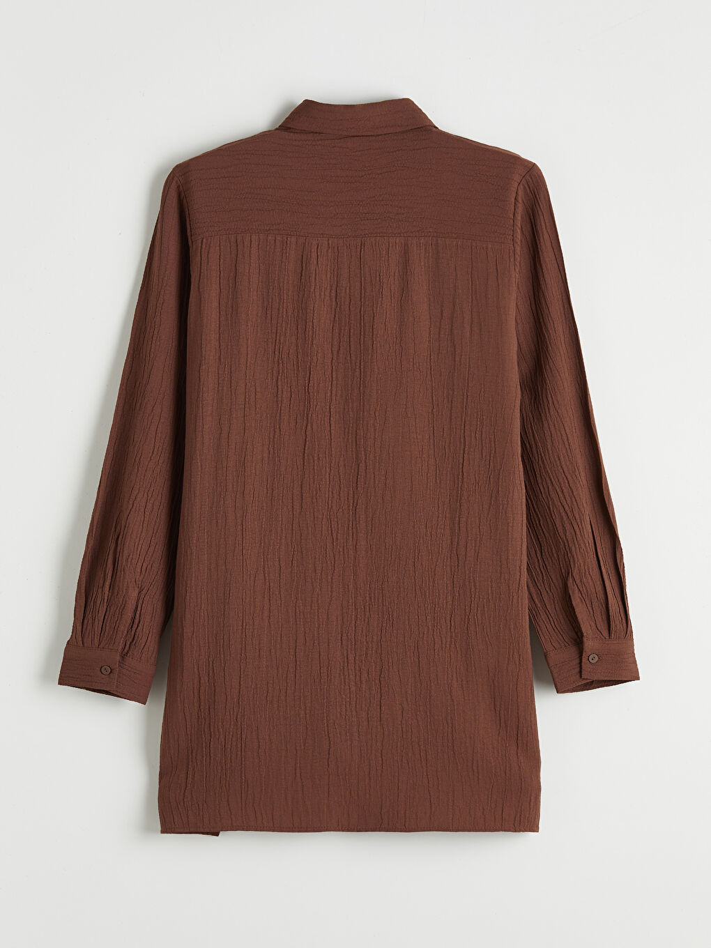 Kahverengi Dokulu Kadın Gömlek Tunik	-1