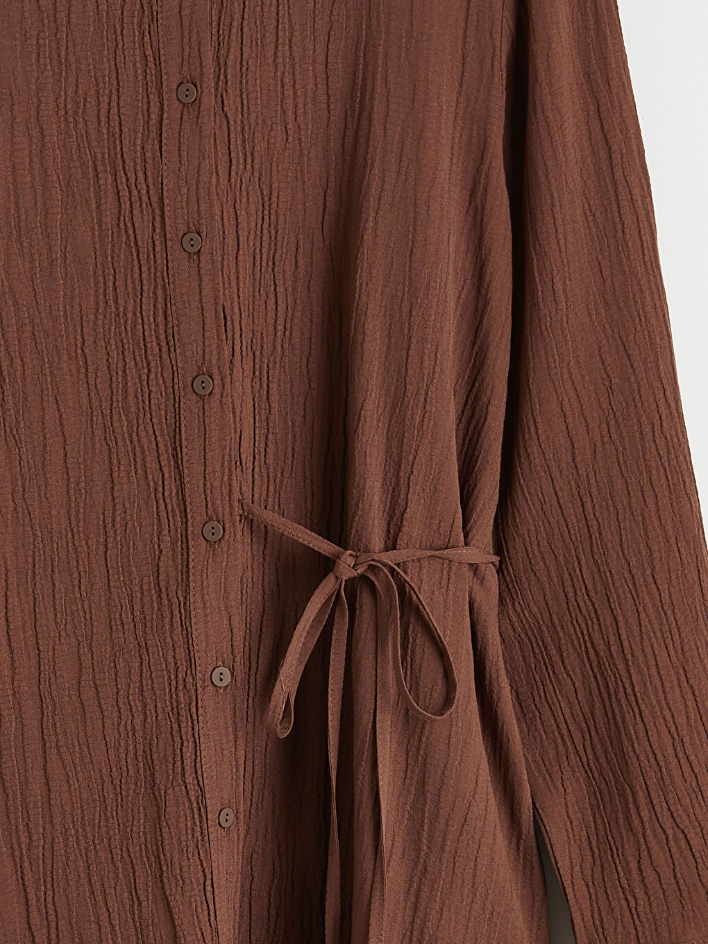 Kahverengi Dokulu Kadın Gömlek Tunik	-2