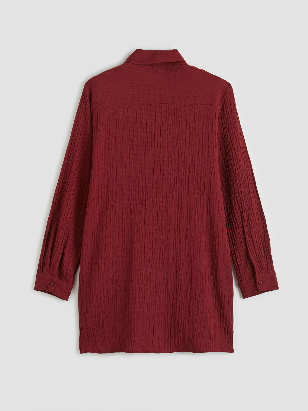 Bordo Dokulu Gofre Kadın Gömlek Tunik-1