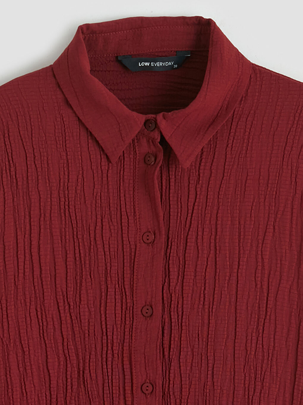 Bordo Dokulu Gofre Kadın Gömlek Tunik-2