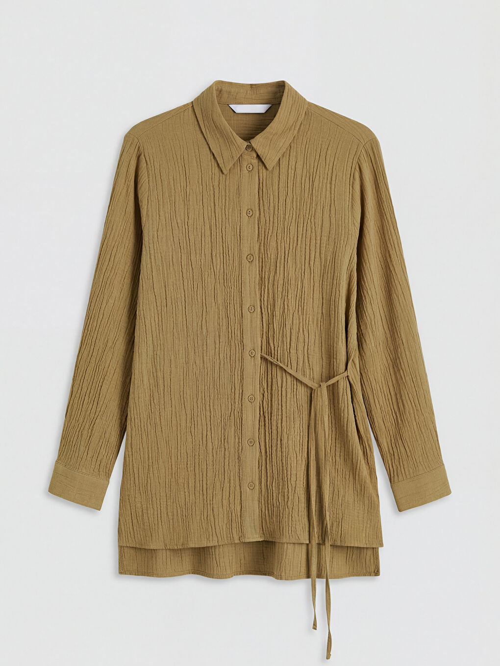 Yeşil Dokulu Kadın Gömlek Tunik	