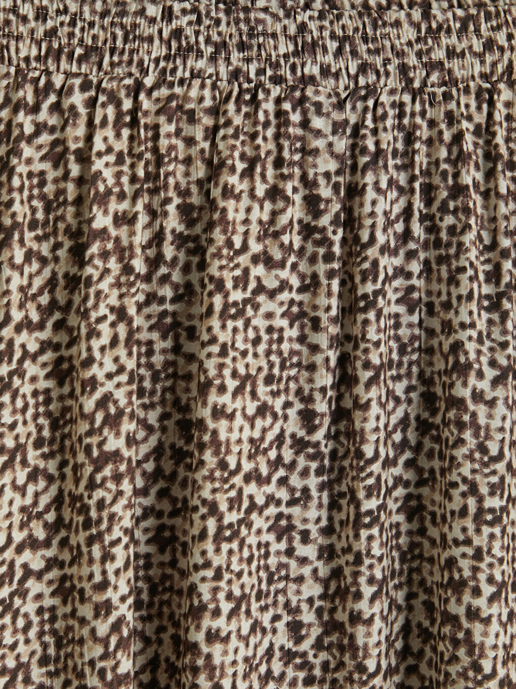 Kahverengi Beli Lastikli Desenli Kloş Etek-2