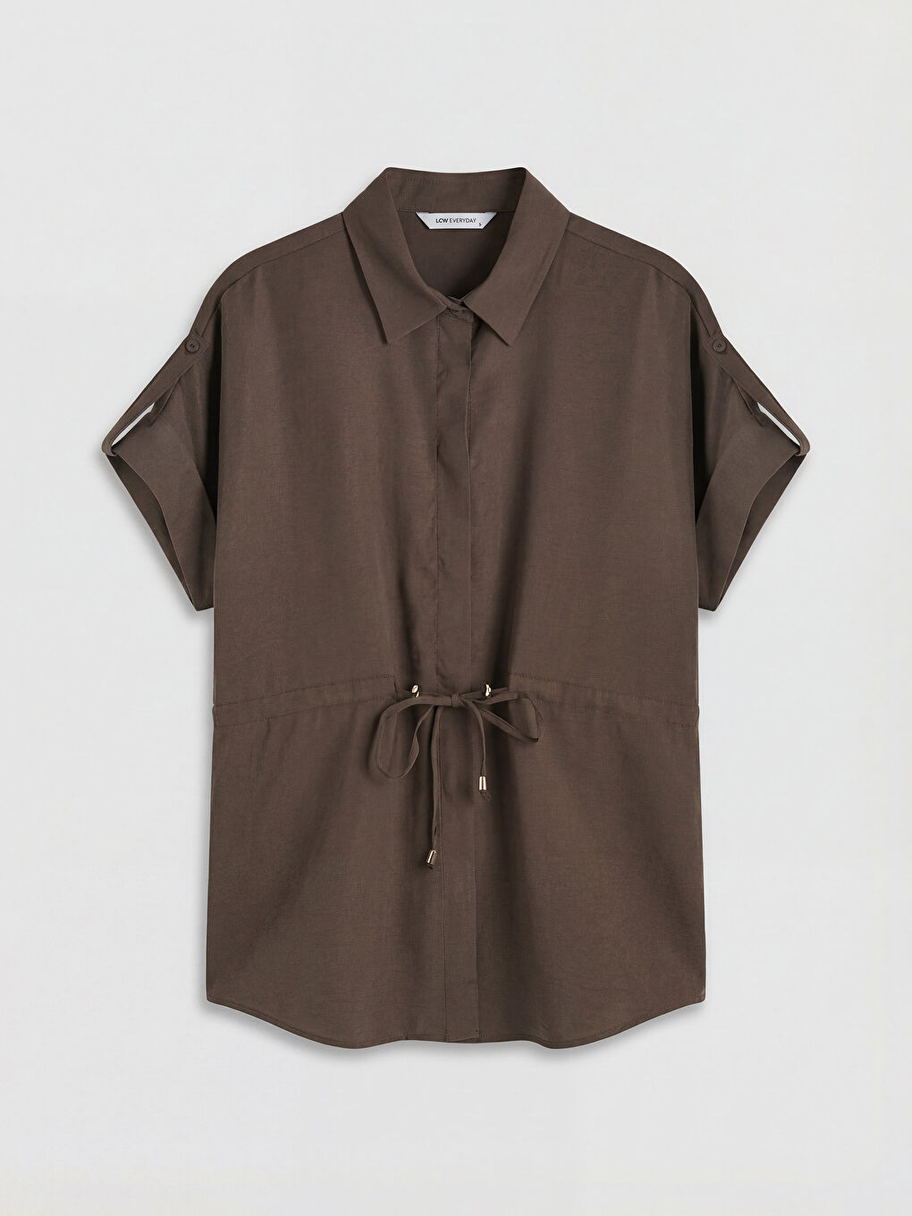 Kahverengi Oversize Büzgülü Bluz