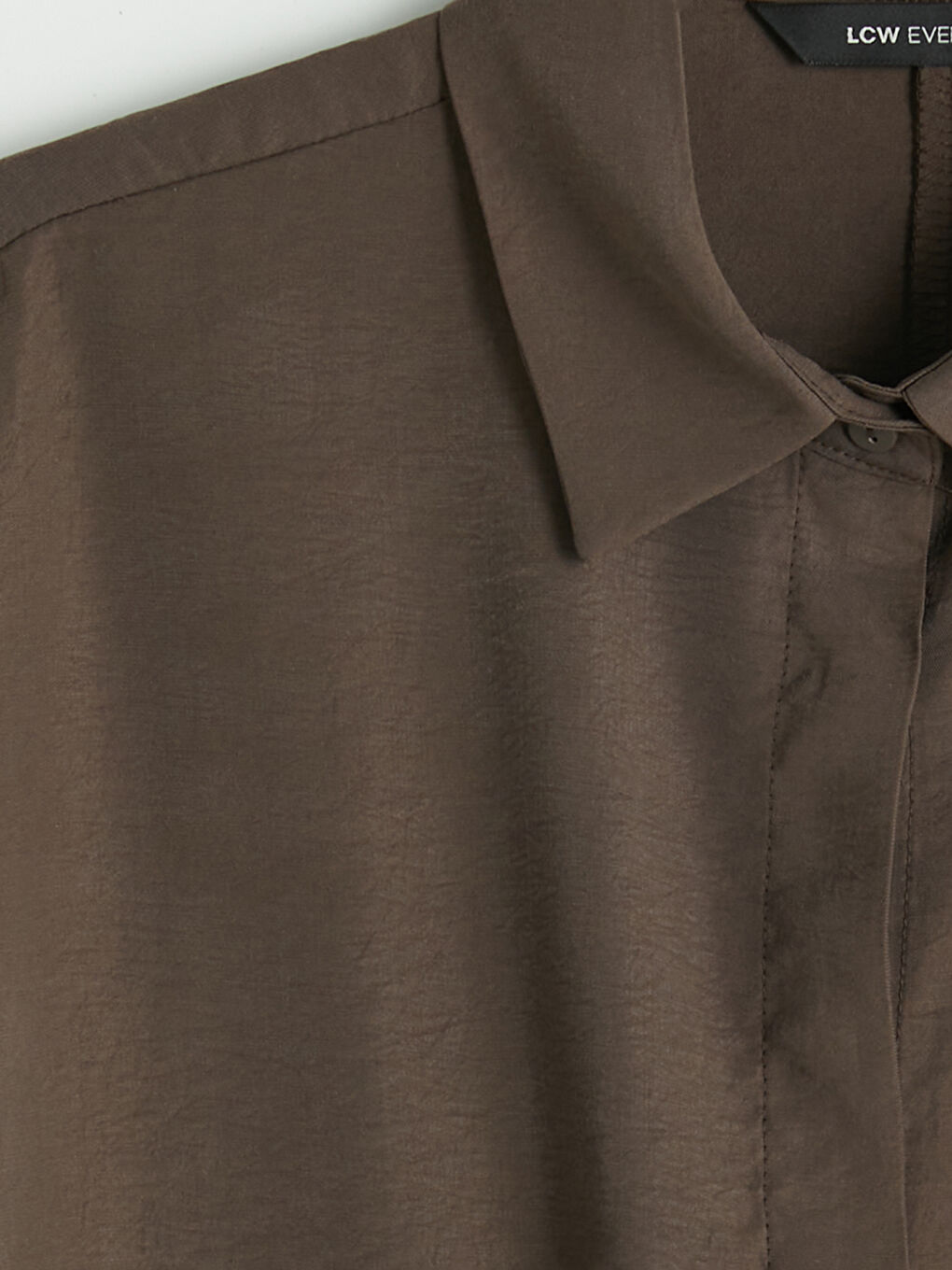 Kahverengi Oversize Büzgülü Bluz-2