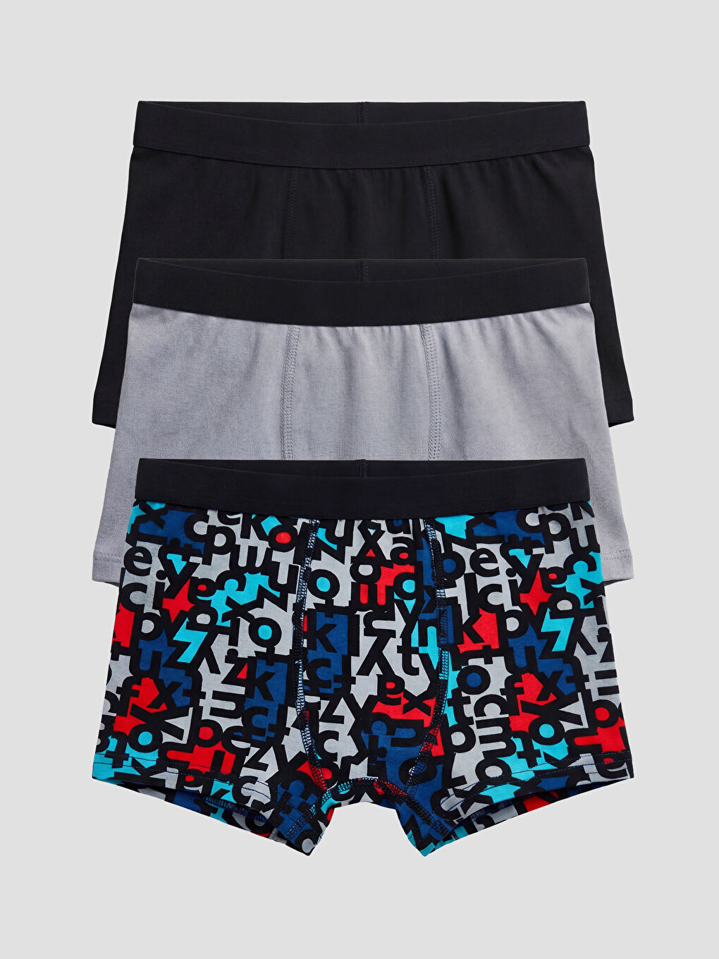 Gri Desenli Erkek Çocuk Boxer 3'lü-1