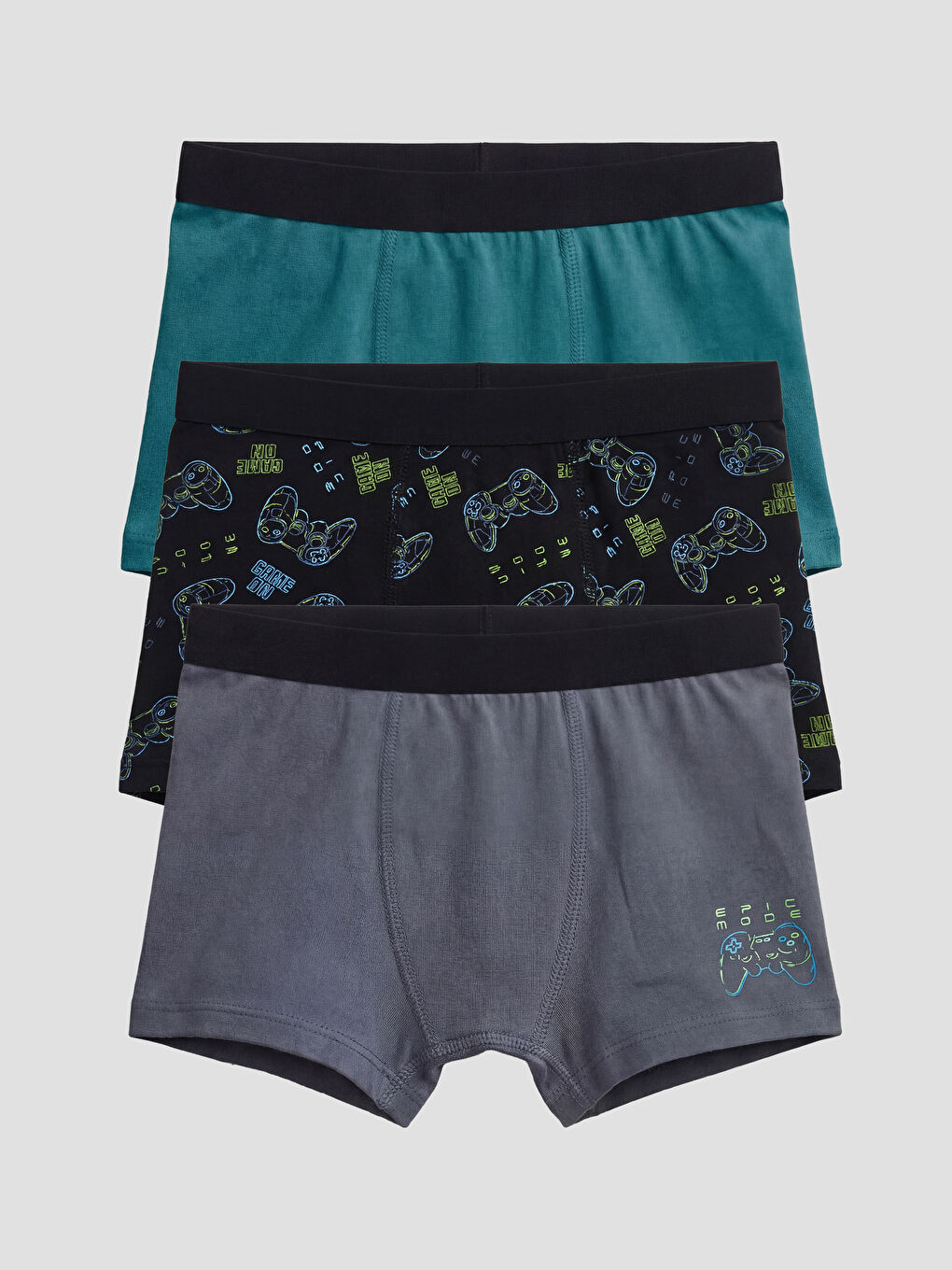 Siyah Desenli Erkek Çocuk Boxer 3'lü-1