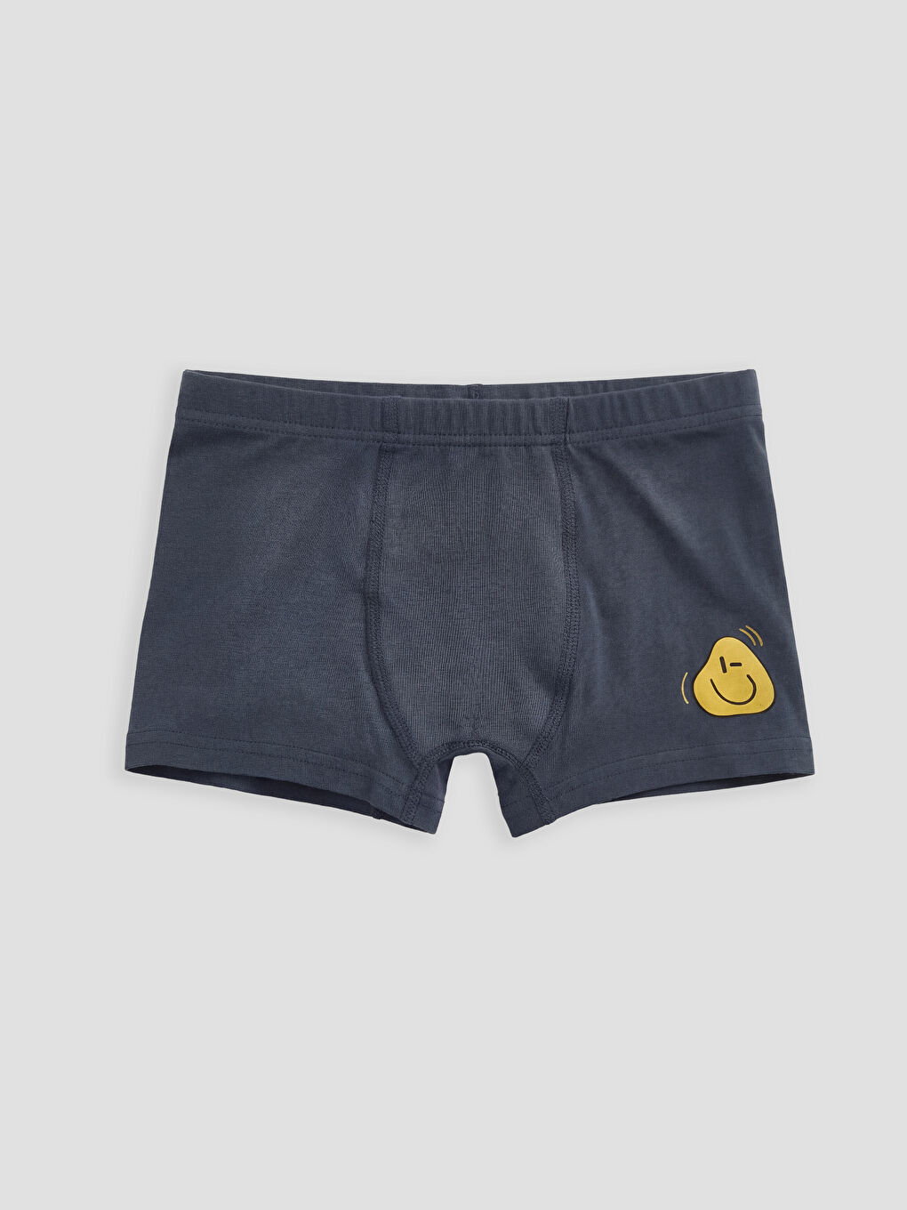 Gri Smiley Desenli Erkek Çocuk Boxer 3'lü-4