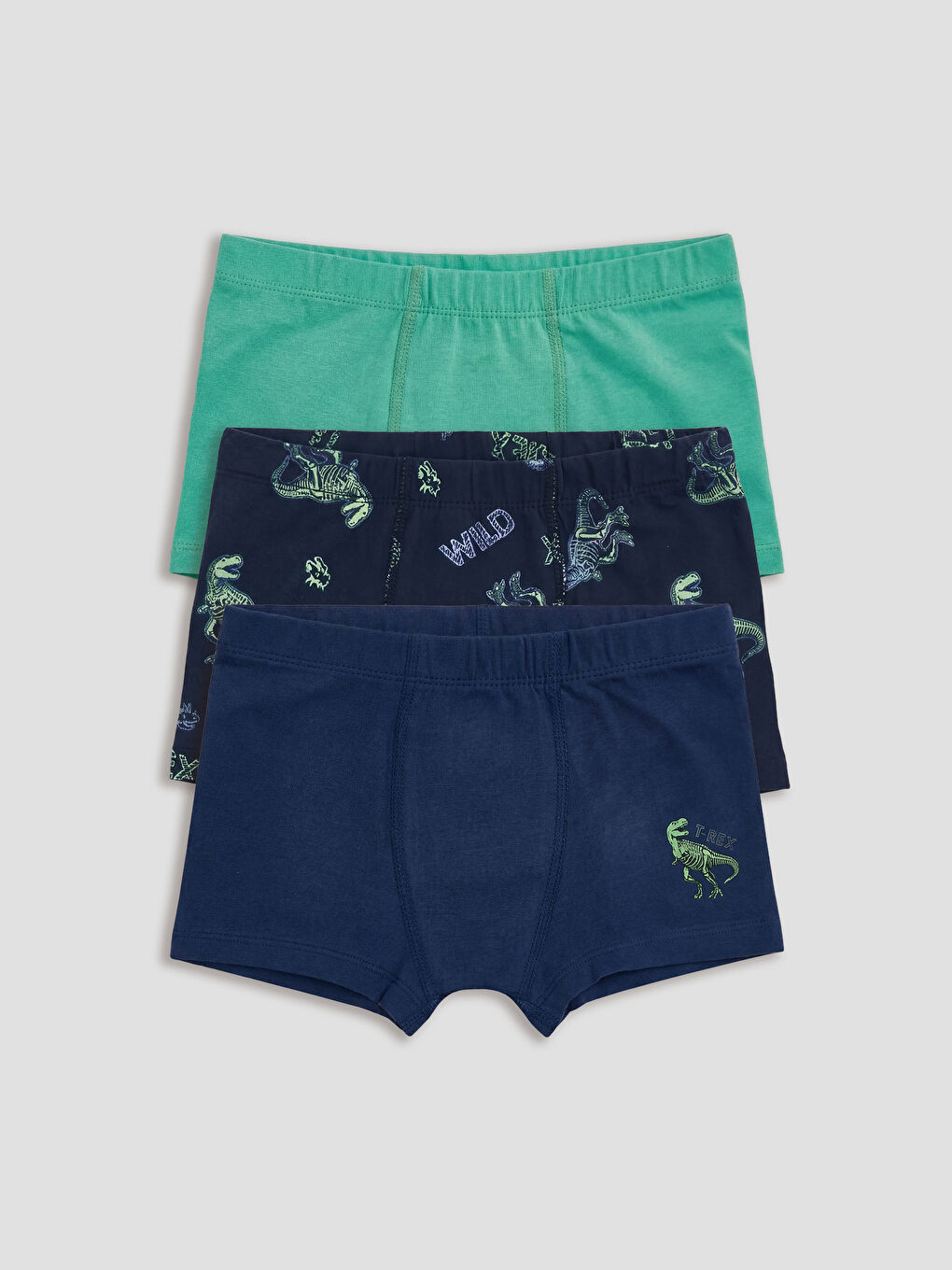 Lacivert Erkek Çocuk Dinozor Baskılı Boxer 3'lü-1