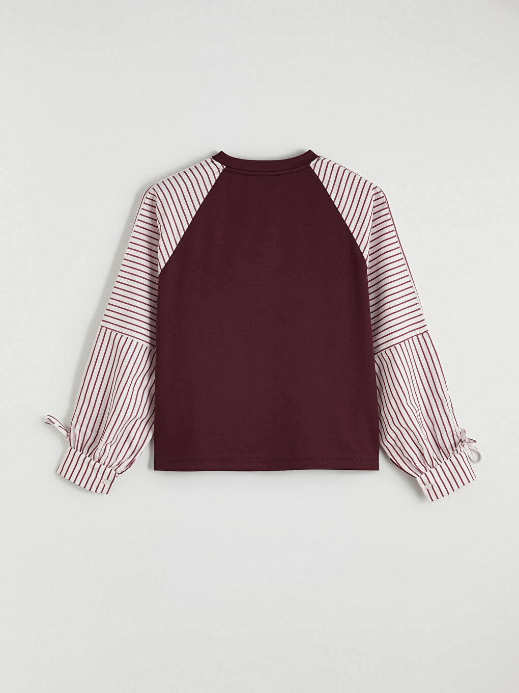 Bordo Bisiklet Yaka Çizgili Bluz-2