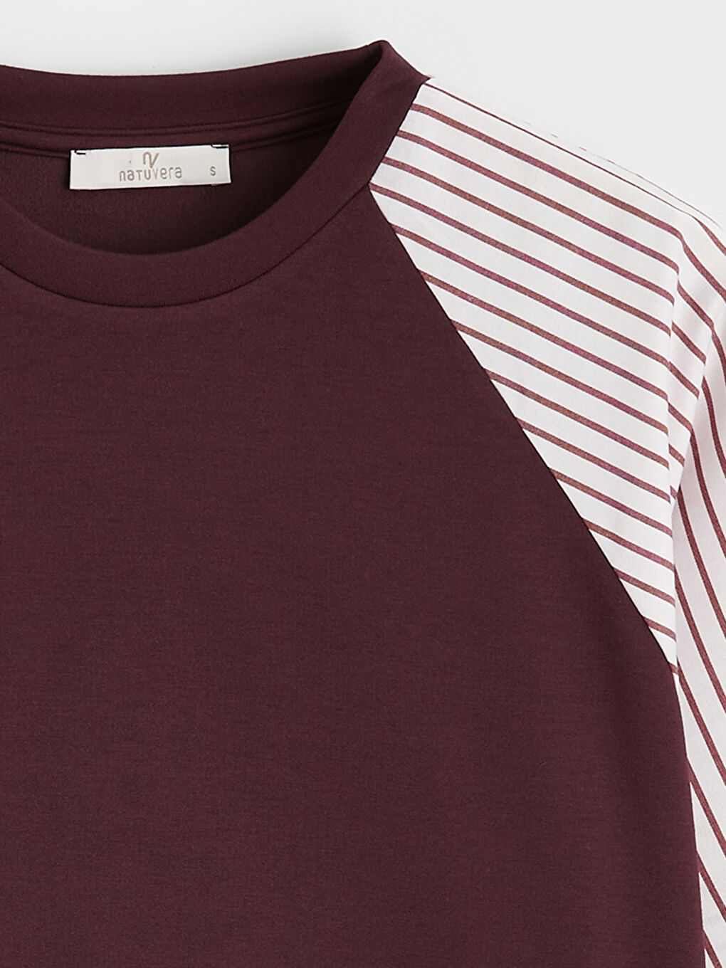 Bordo Bisiklet Yaka Çizgili Bluz-5