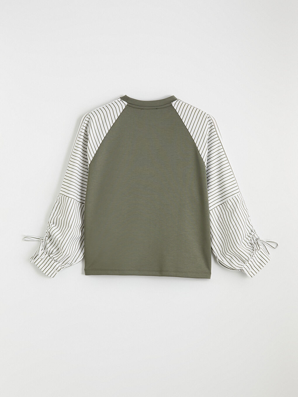 Haki Bisiklet Yaka Çizgili Bluz-6