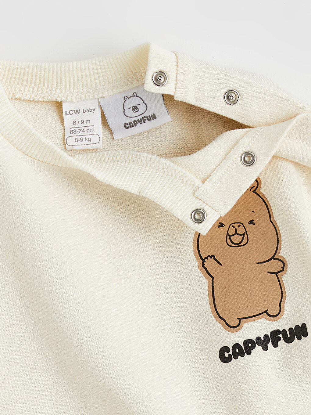Bej Capyfun Baskılı Kız Bebek Tişört-3