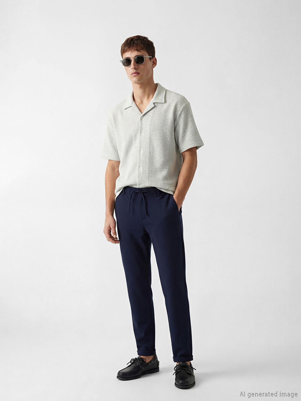 Beyaz Regular Fit Erkek Dokulu Gömlek-1