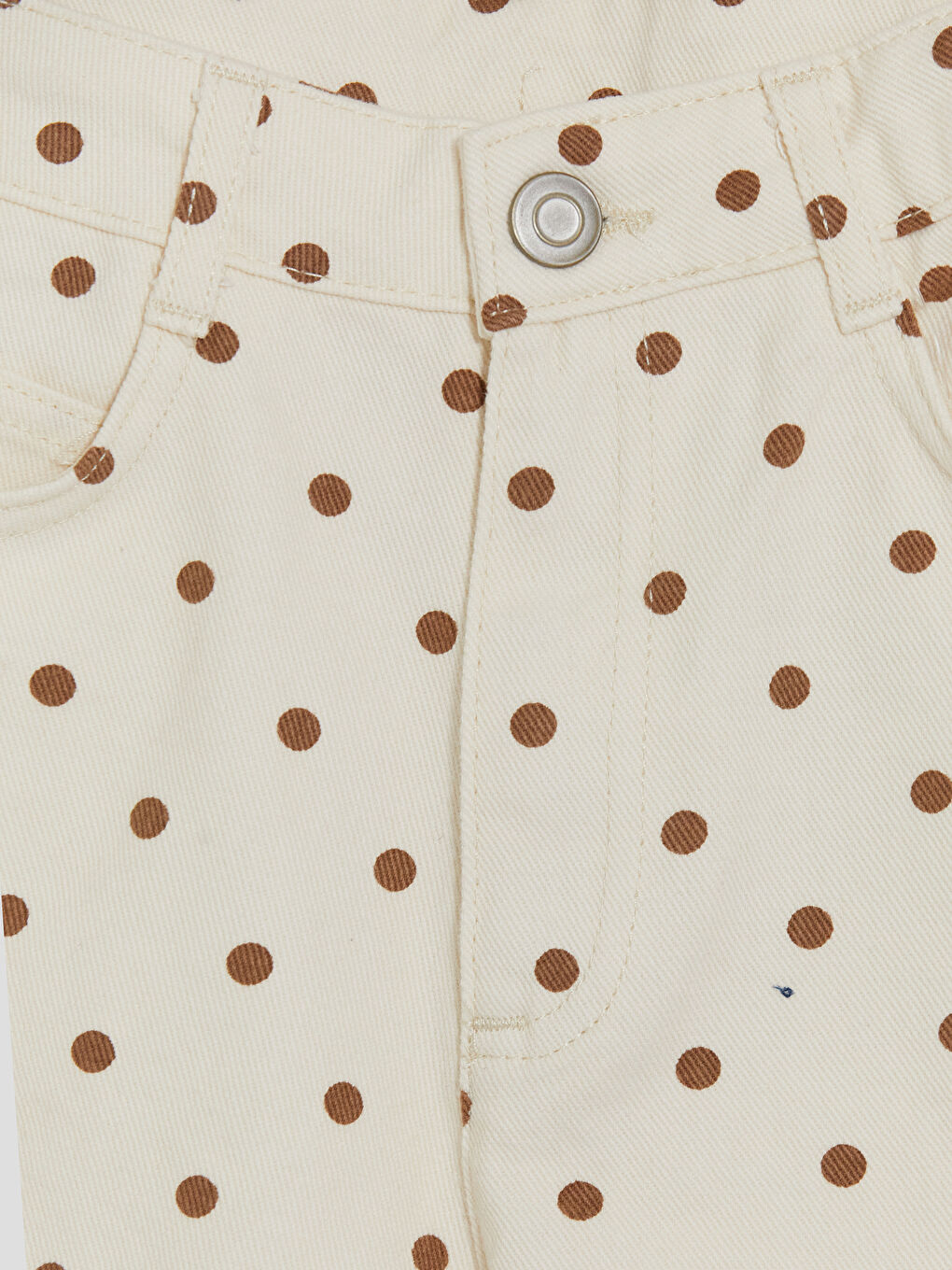 Ekru Puantiyeli Kız Çocuk Gabardin Şort-2