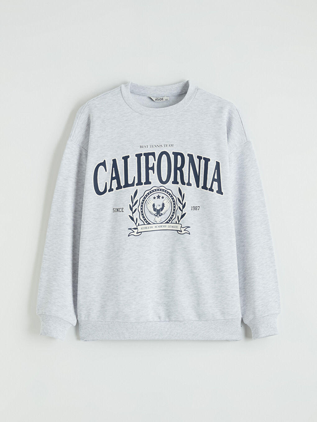 Gri California Baskılı Oversize Kadın Kalın Sweatshirt