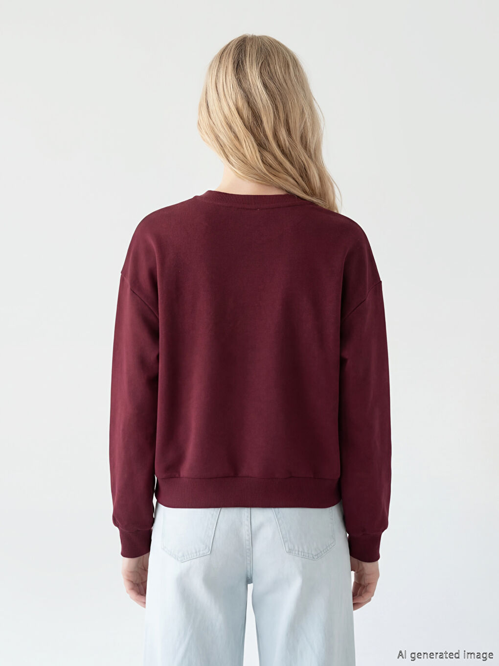 Bordo Chicago Baskılı Oversize Kadın Sweatshirt-3