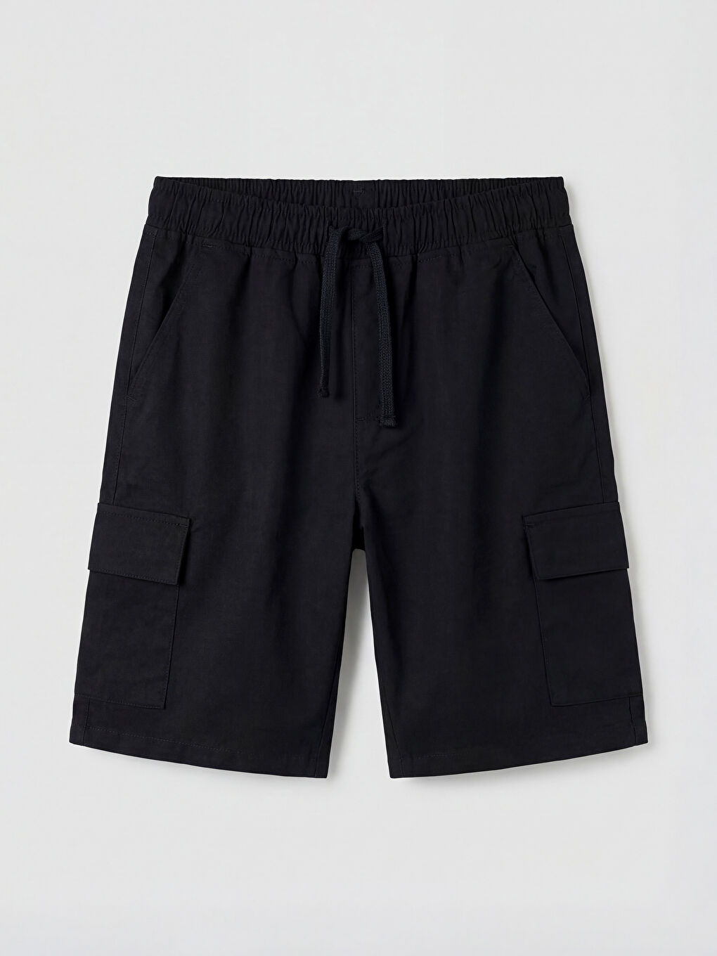 Siyah Beli Lastikli Erkek Çocuk Kargo Şort